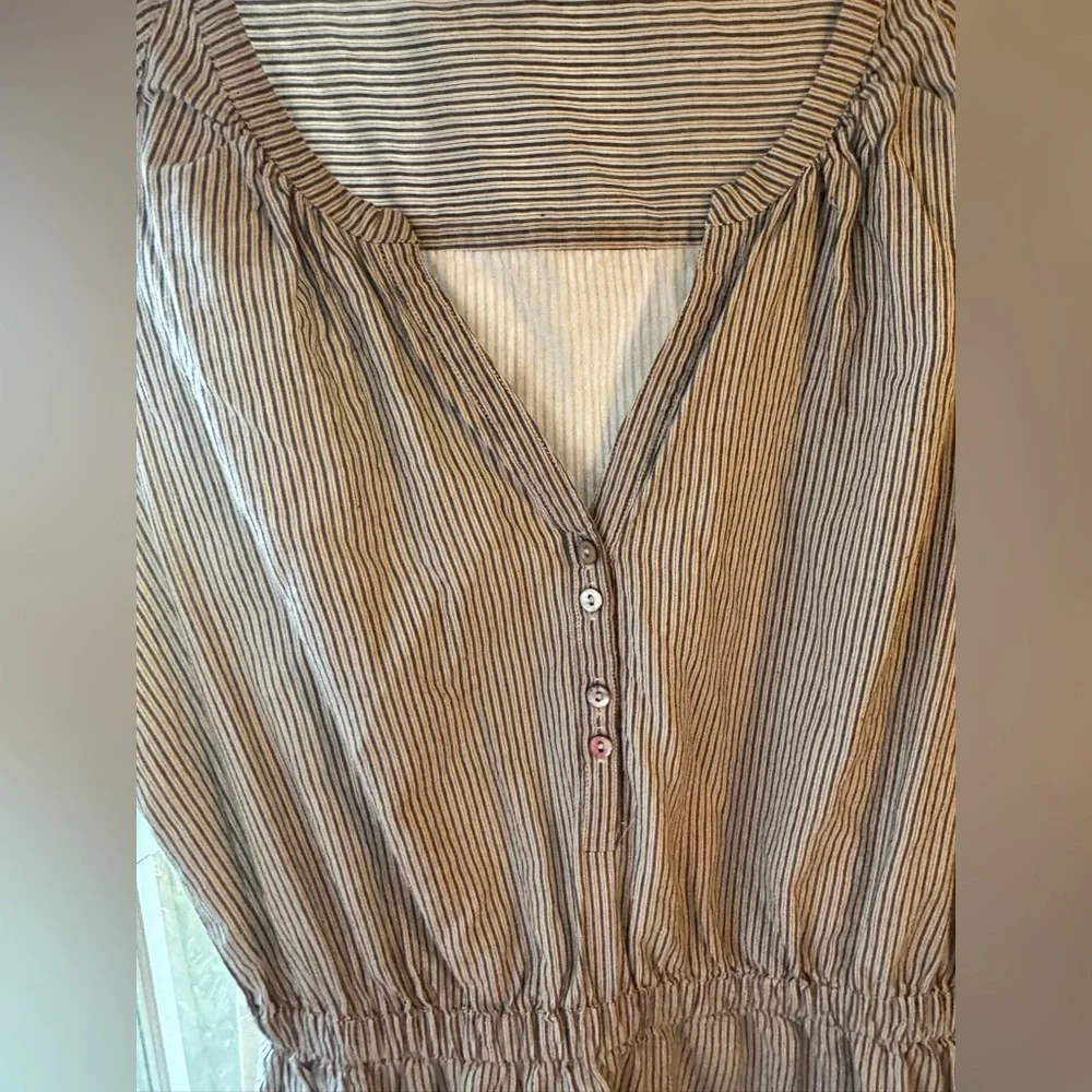 Lilla P Split Neck Striped Sleeveless Lined Cotton Shirt Dress Women’s S Midi - Picture 12 of 14